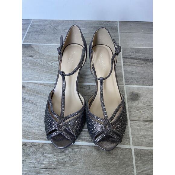 Paradox Shoes - Paradox London Nora Pewter Silver Peep Toe Pumps Glitter 9W EU 40W Comfort